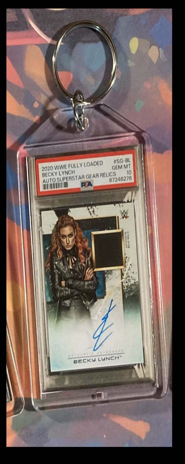 3364 Becky Lynch 2020 Topps Fully Loaded Patch Auto Custom Hand Made Keychain KYC MSC