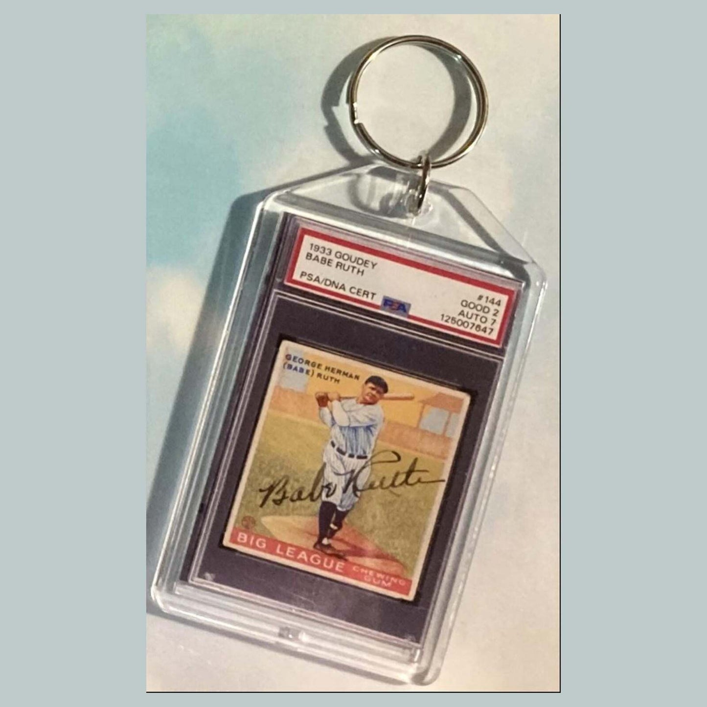 3647 Babe Ruth 1933 Goudey Auto Custom Hand Made Keychain BBL KYC