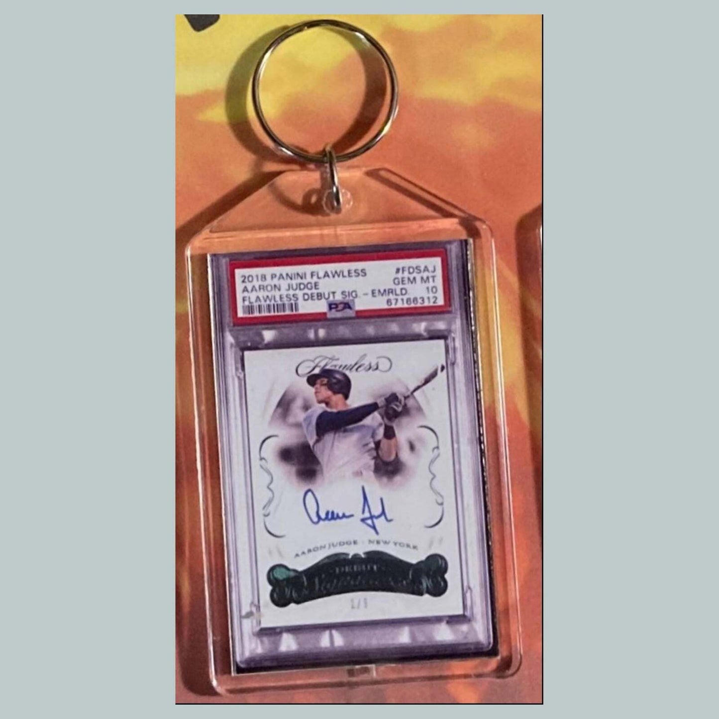3596 Aaron Judge 2018 Panini Flawless Debut Auto Custom Made Keychain BBL KYC