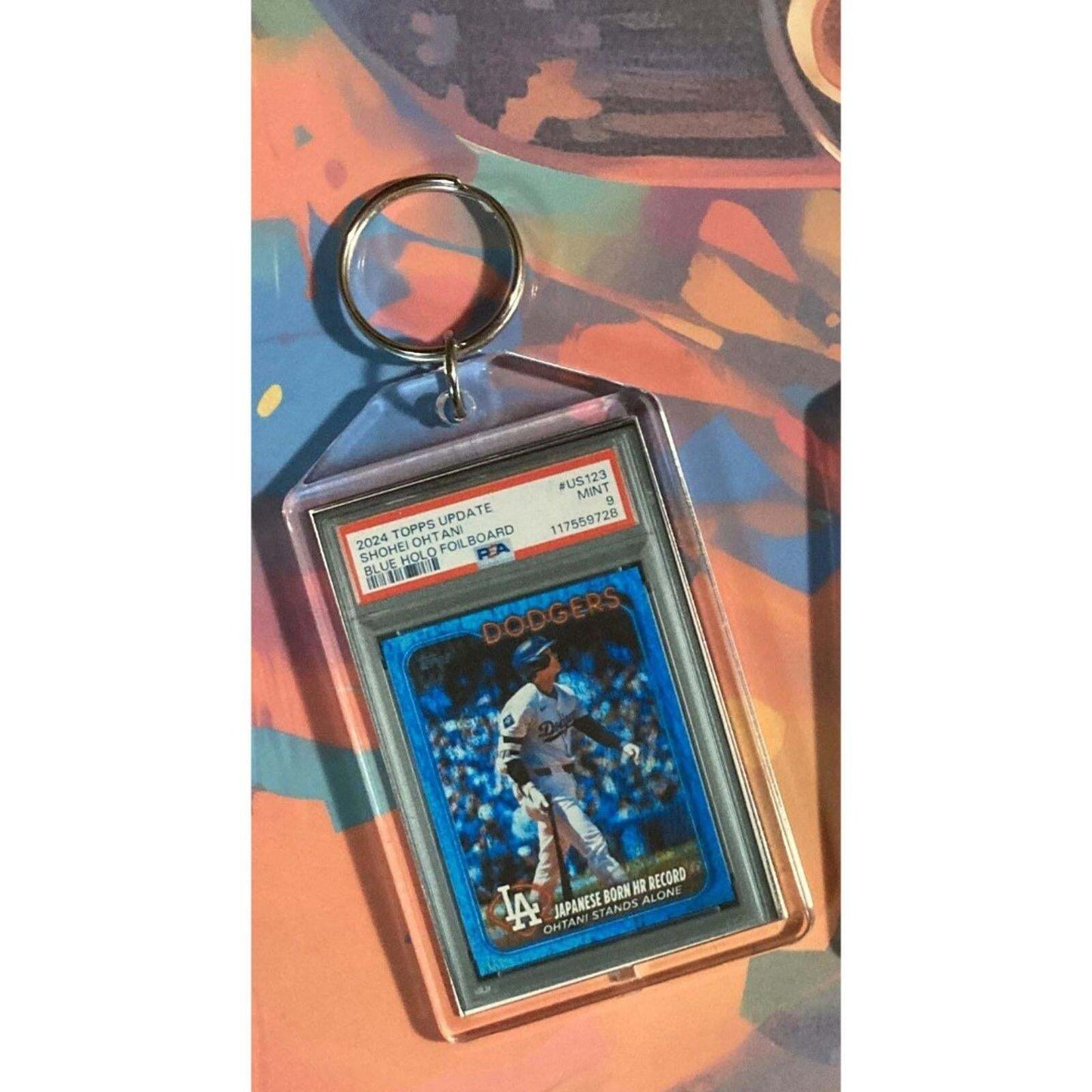 3438 Shohei Ohtani 2024 Update Japanese Born HR Record Blue Holo Foil Keychain BBL KYC