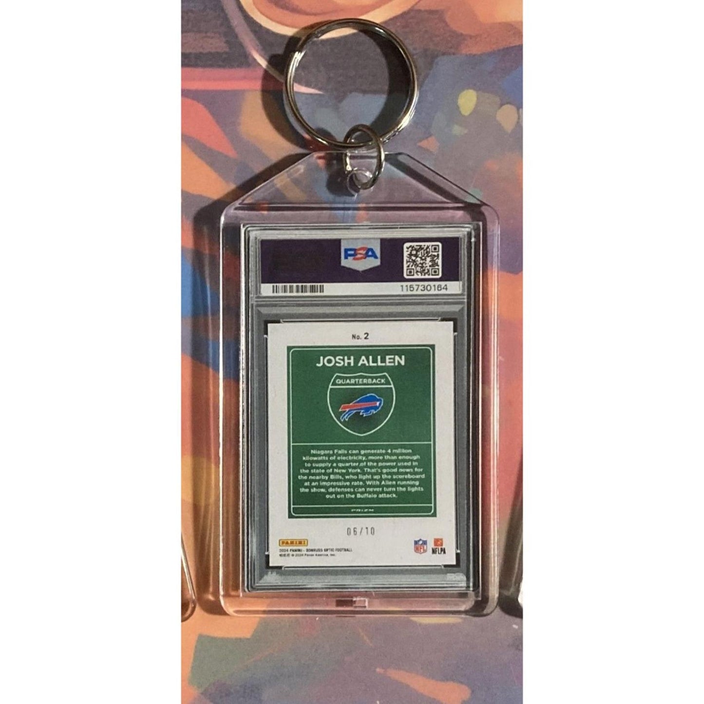0286 Josh Allen 2024 Panini Donruss Downtown Custom Hand Made Novelty Keychain