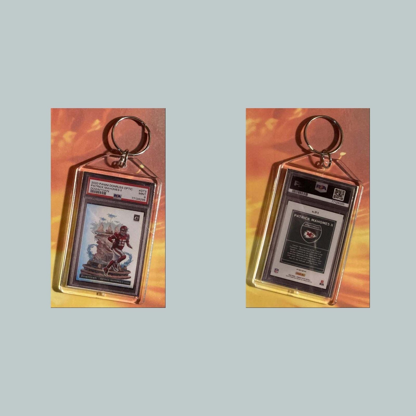 3600 Patrick Mahomes 2020 Panini Donruss Optic Downtown Custom Keychain FBL