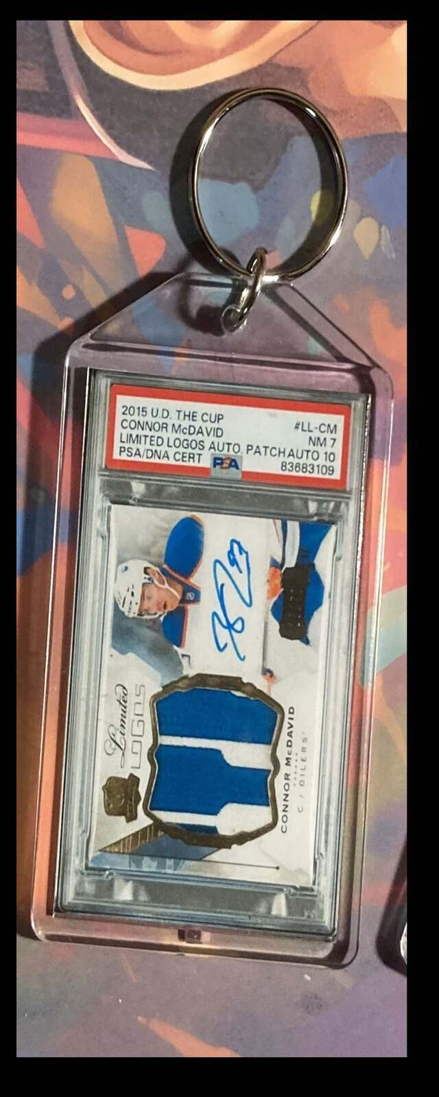 3210 Connor McDavid 2015 UD The Cup Limited Logos Patch Auto Keychain KYC MSC