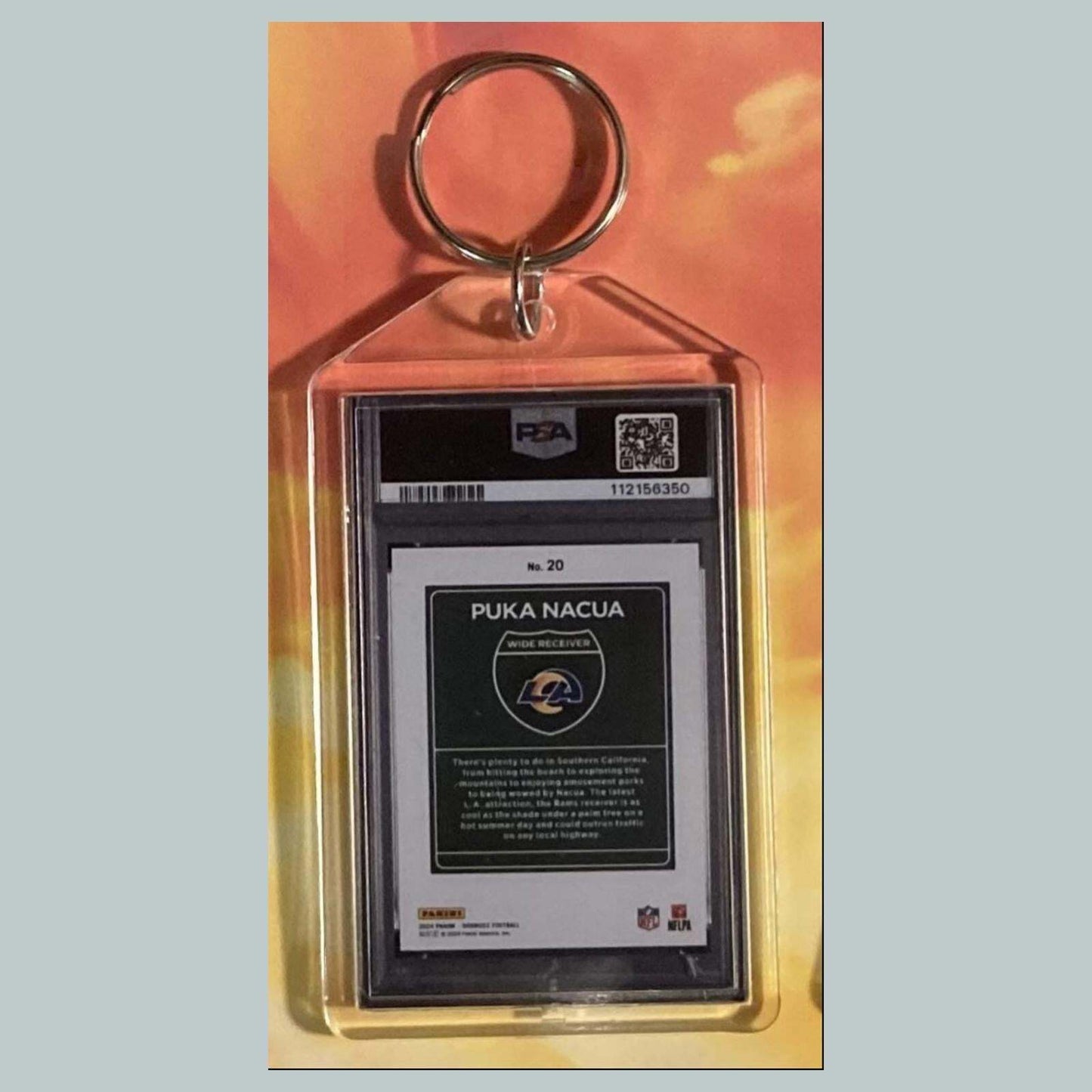 3688 Puka Nacua 2024 Panini Donruss Downtown Auto Custom Hand Made Keychain FBL