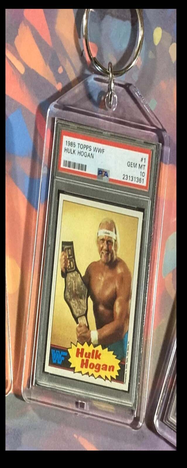 3365 Hulk Hogan 1985 Topps With Belt Custom Hand Made Novelty Keychain KYC MSC