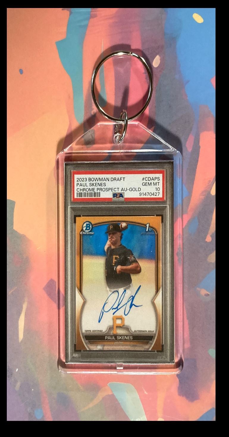 3054 Paul Skenes 2023 Bowman Chrome Gold Auto Custom Made Keychain BBL KYC