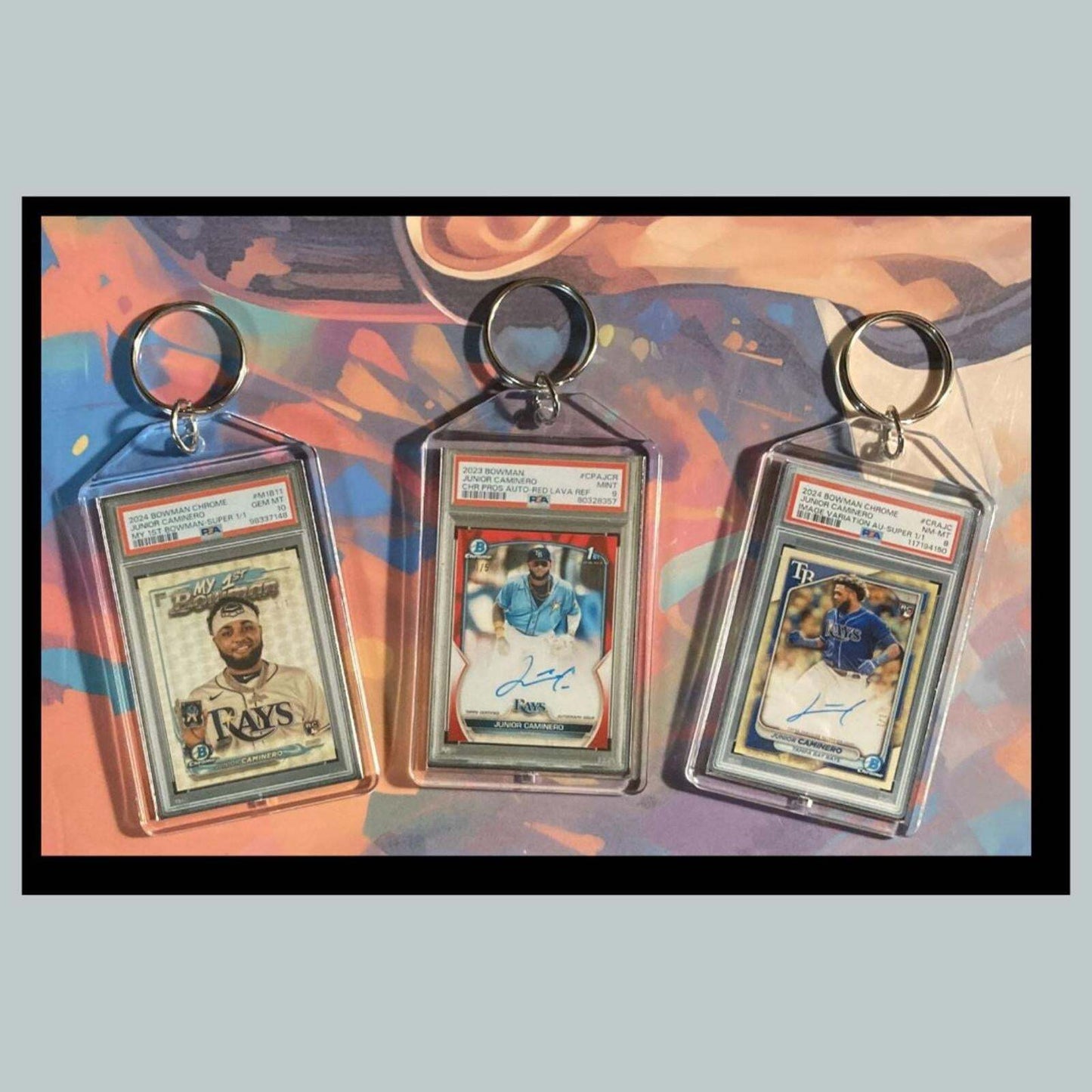 3427 Junior Caminero 3 Pack Bundle - 3 Different Custom Novelty Keychains -Gift BBL KYC