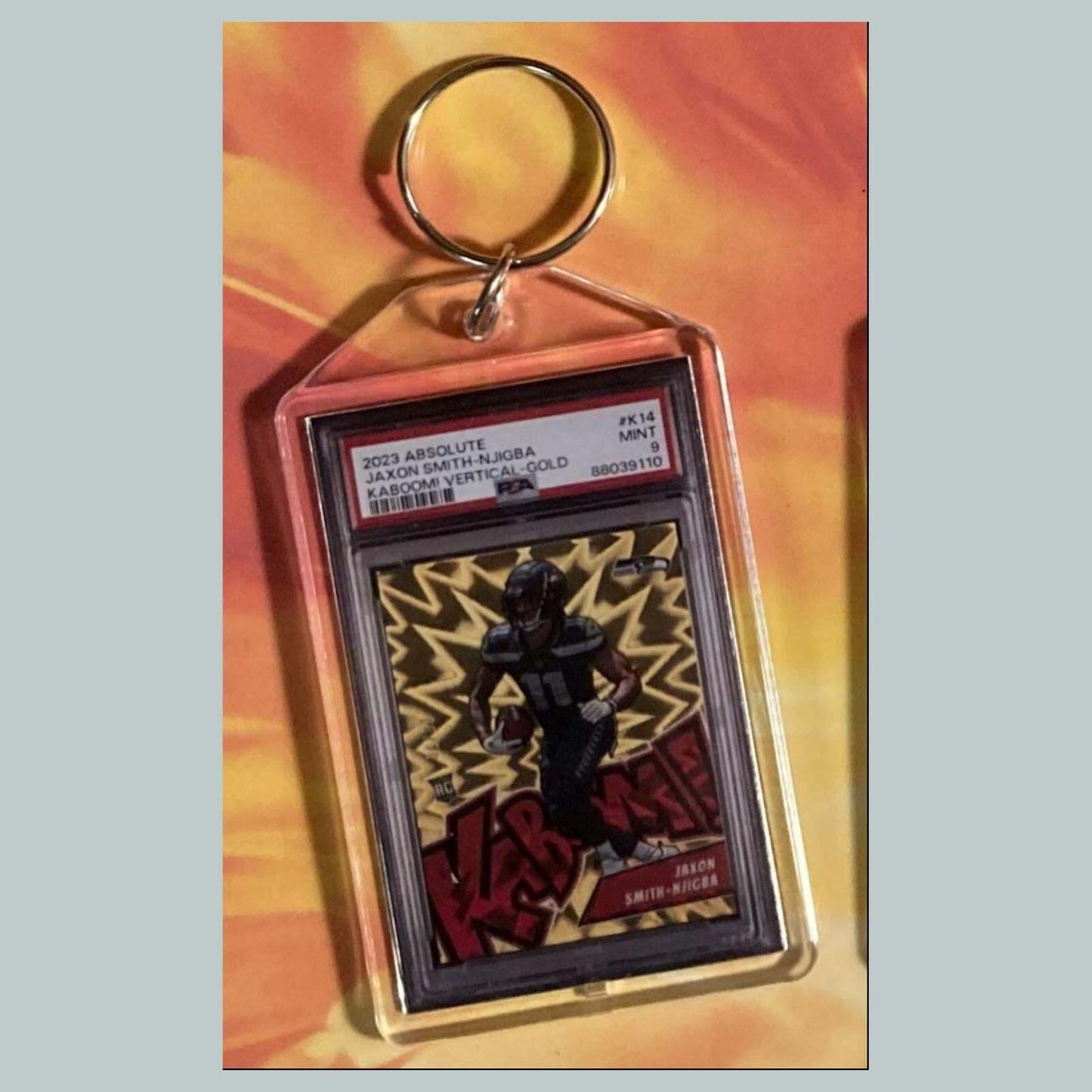 3774 Kenneth Walker III 2022 Panini Absolute Kaboom Gold Custom Made Keychain FBL