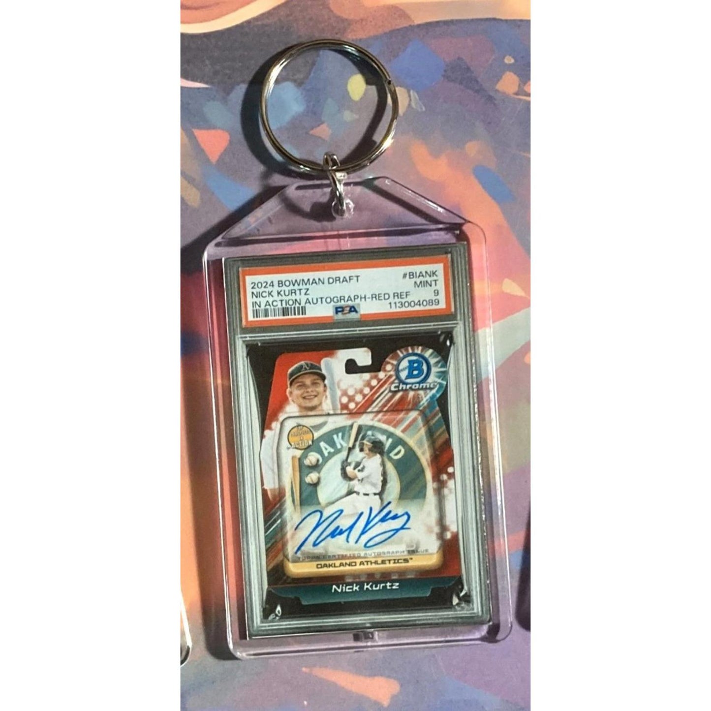 0274 Nick Kurtz  2024 Bowman Draft Chrome In Action Auto Custom Novelty Keychain