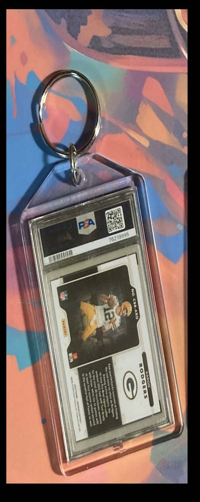 3257 Aaron Rodgers 2022 Panini Obsidian ColorBlast Black Custom Keychain FBL