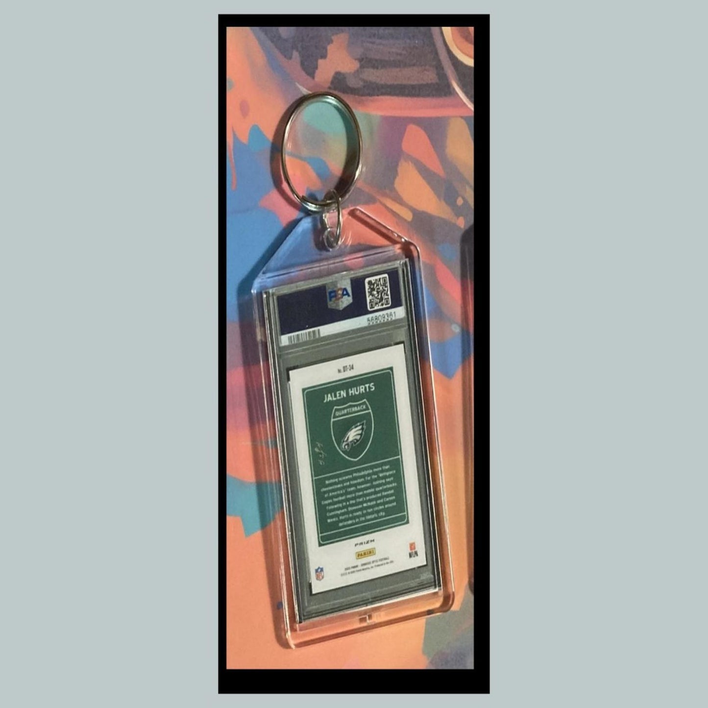 0465 Jalen Hurts 2020 Panini Donruss Optic Downtown Gold Vinyl Custom Keychain