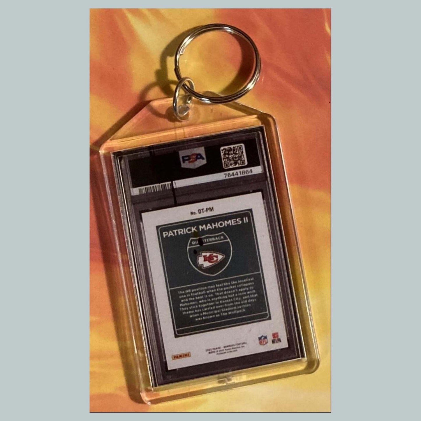 3607 Patrick Mahomes 2022 Panini Donruss Downtown Custom Keychain FBL