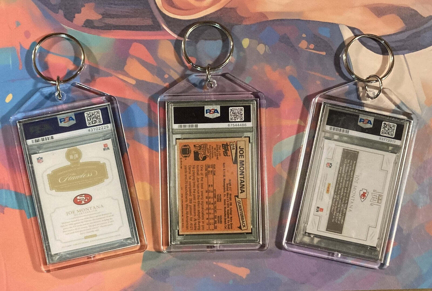 3264 Joe Montana 3 Pack Bundle - 3 Different Custom Novelty Keychains - Gift FBL