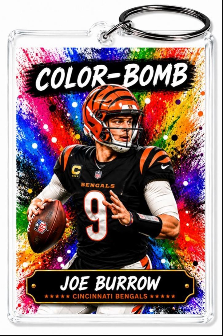 3896 Joe Burrow  Keychain | Color-Bomb | Custom  Photo Keychain No Nameplate FBL