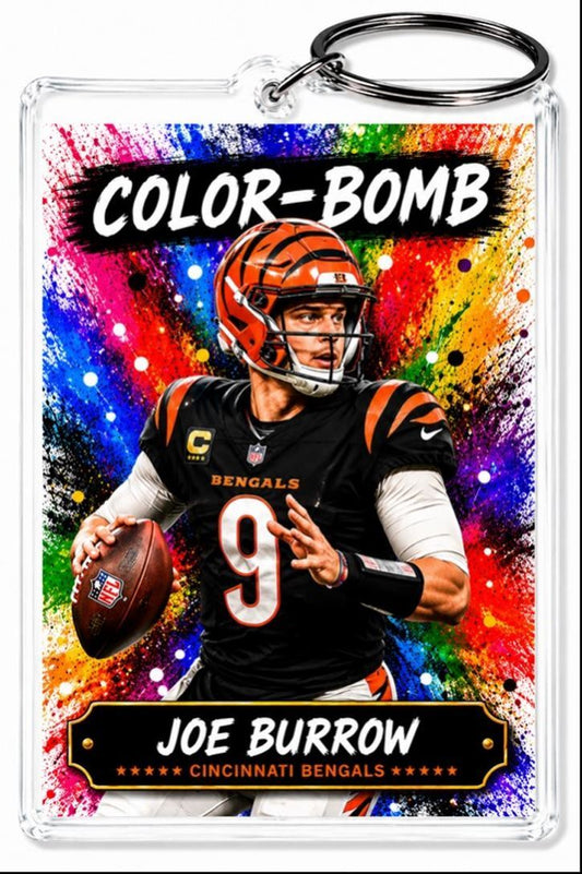 3896 Joe Burrow  Keychain | Color-Bomb | Custom  Photo Keychain No Nameplate FBL