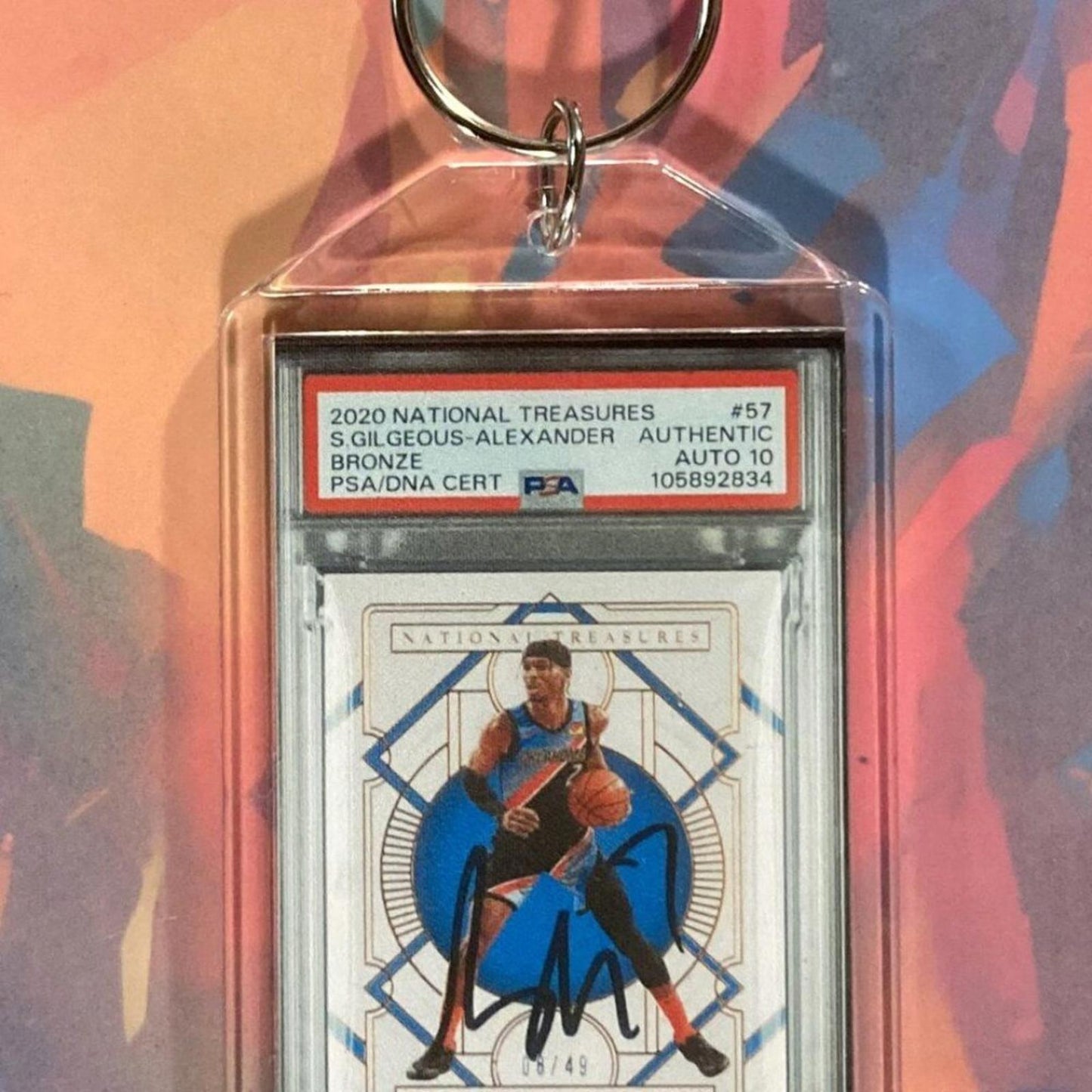0103	Shai-Gilgeous Alexander 2020 Panini Nat Treas Bronze Auto Novelty Keychain