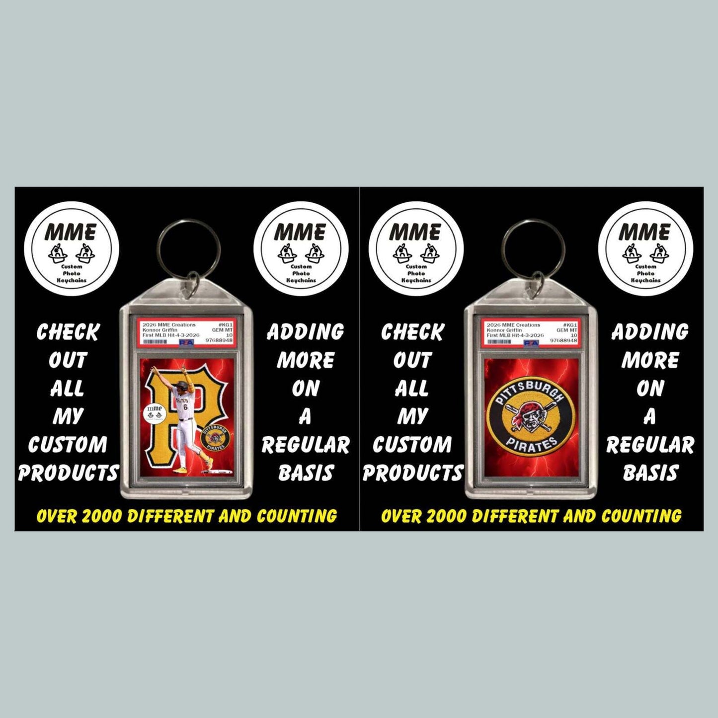 3797 Custom Keychain Konnor Griffin First Major League Hit Fast Secure Shipping BBL KYC
