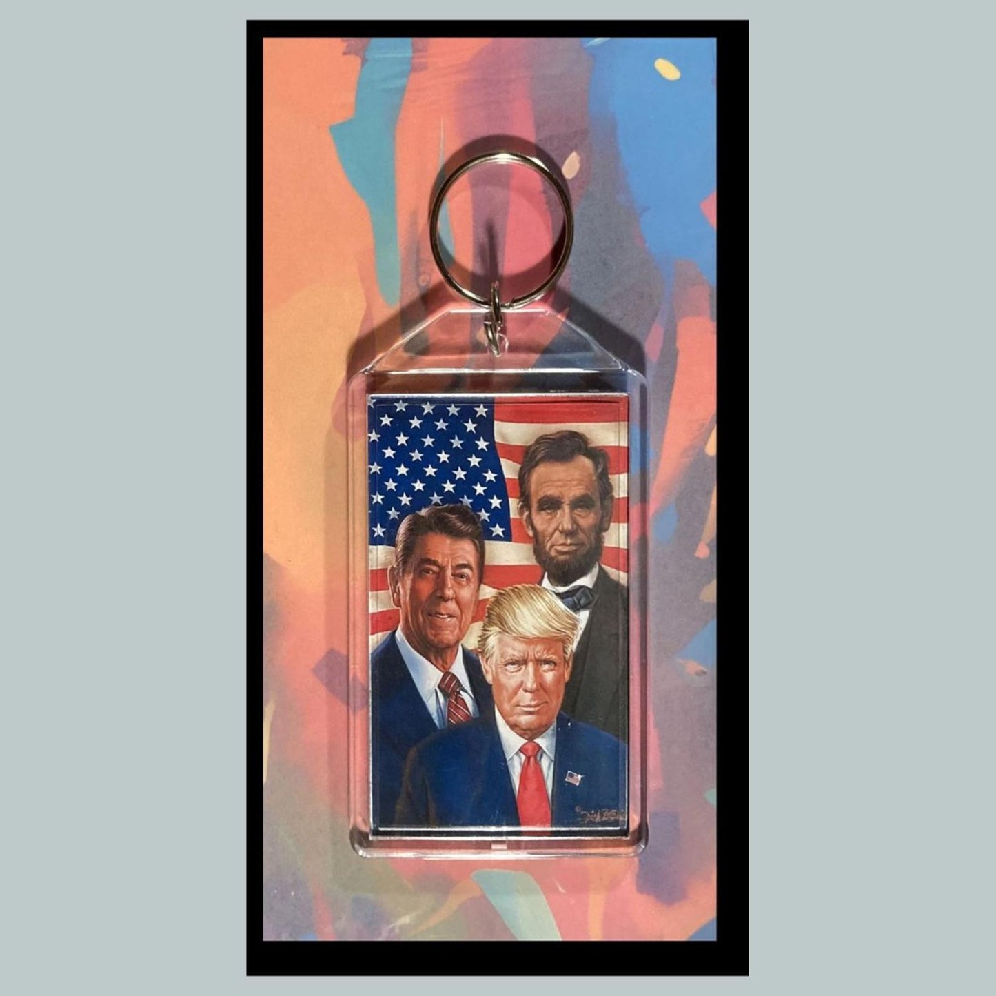 0331 Trump Reagan Lincoln Custom Hand Made Keychain-Makes A Great Gift