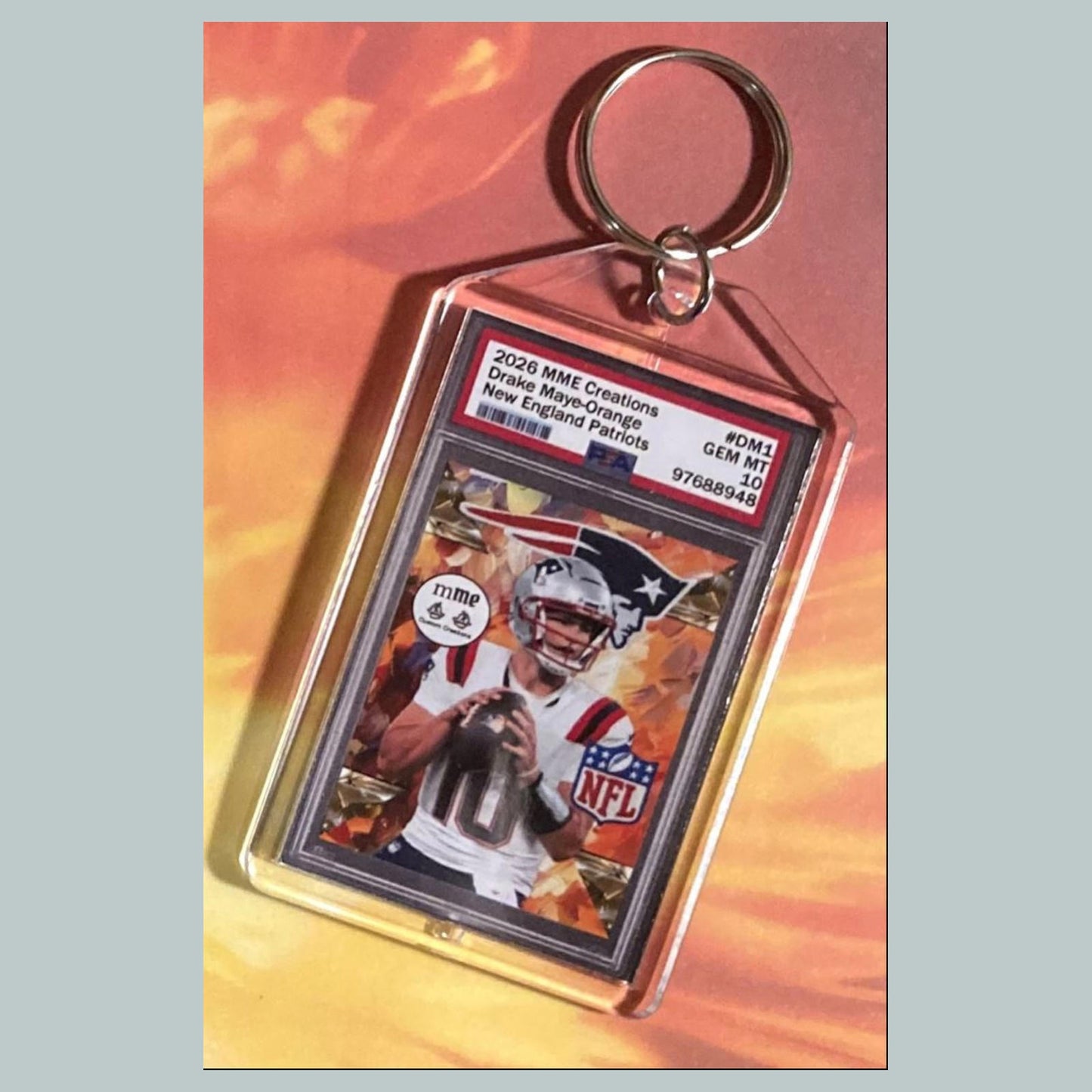 0804 Drake Maye 2026 Mockup Orange Custom Hand Made Keychain