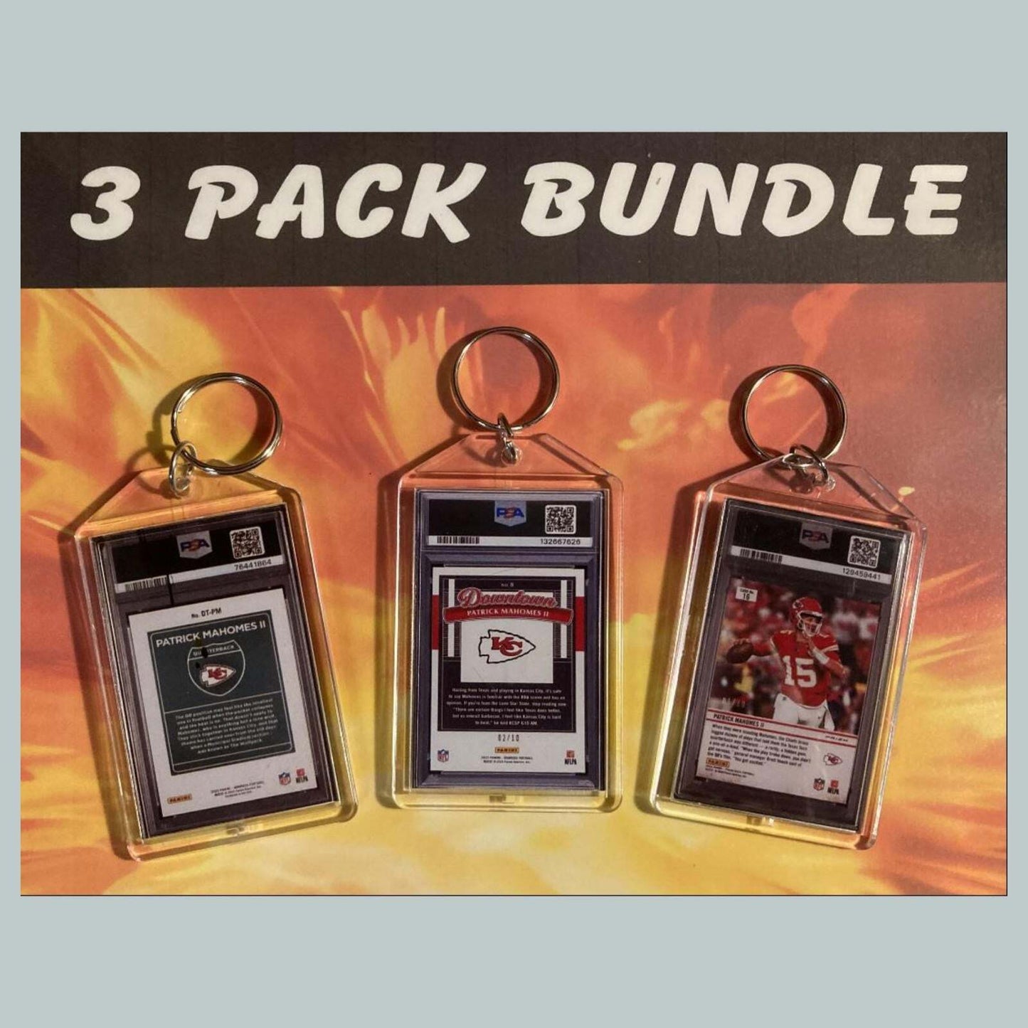 3610B Patrick Mahomes Downtown 3 Pack Bundle Custom Hand Made Keychains FBL