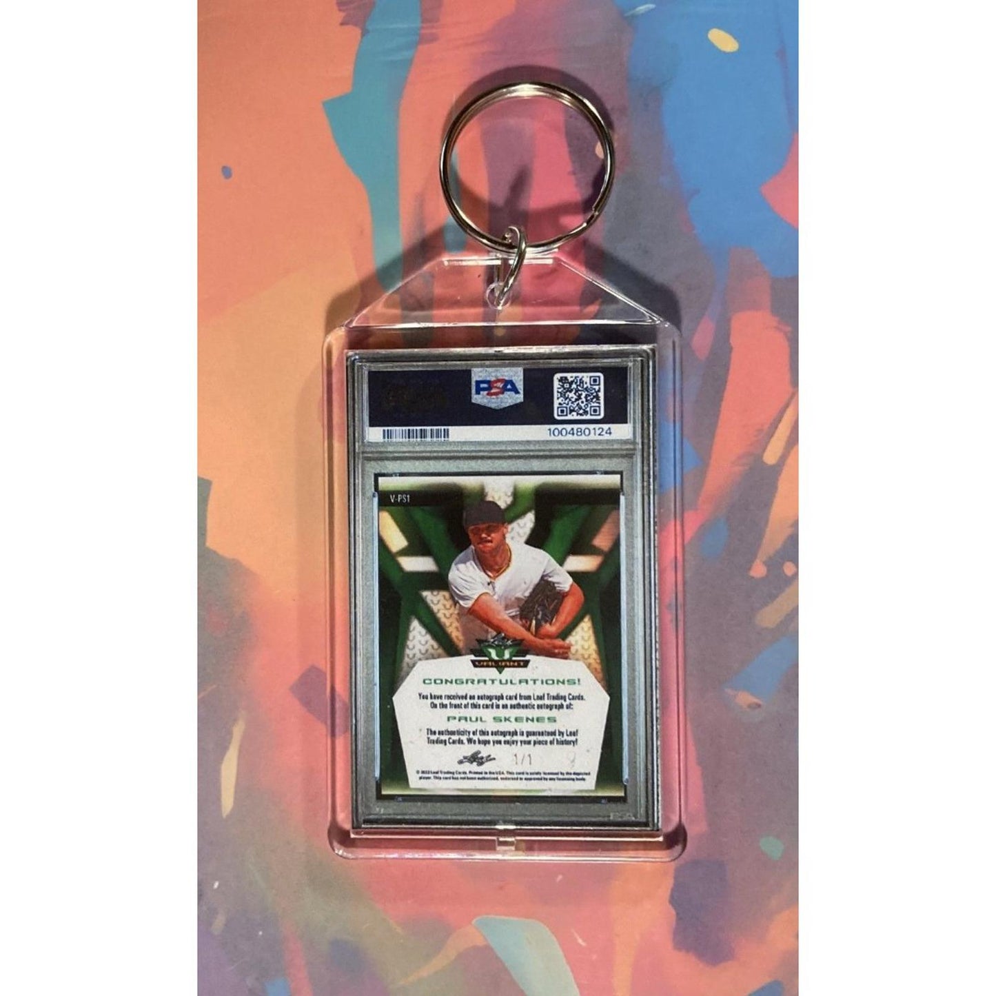 0086 Paul Skenes 2023 Leaf Eclectic Gold Auto SuperFractor Novelty Keychain