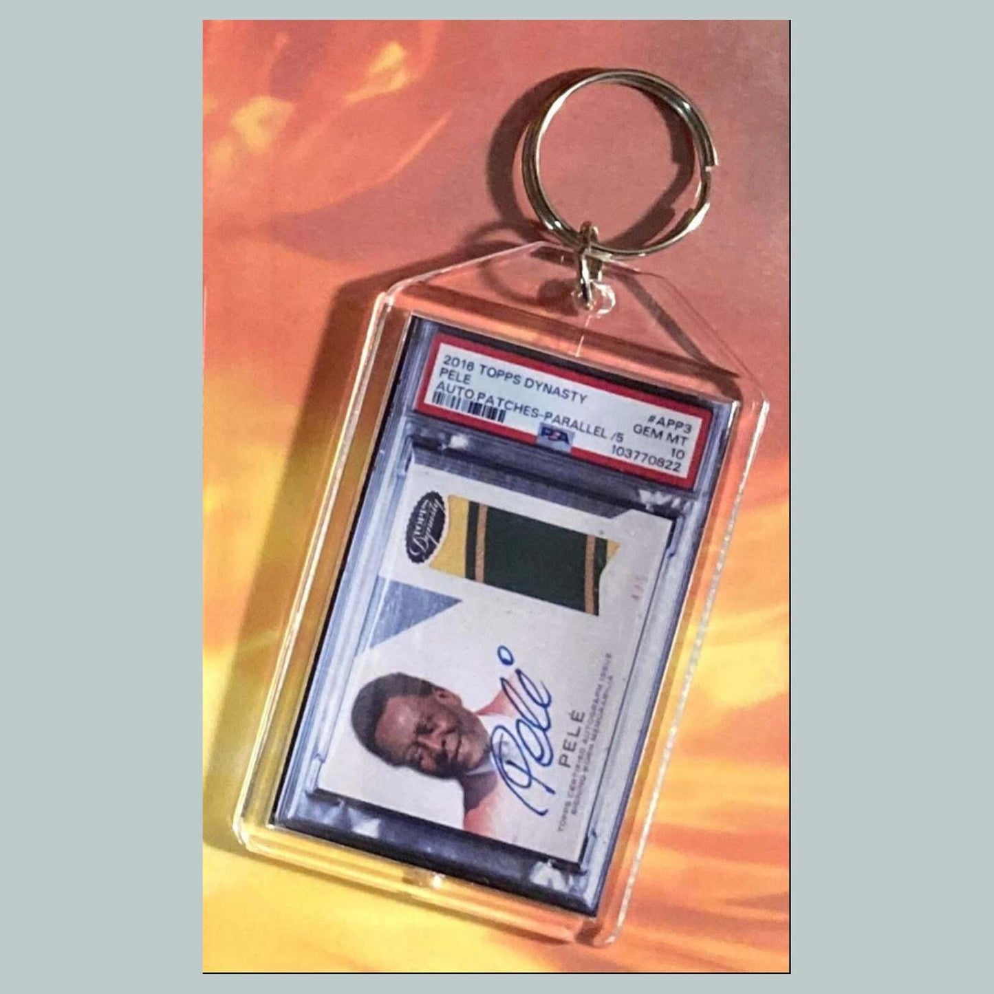 3635 Pele 2016 Topps Dynasty Patch Auto  Custom Hand Made Keychain MSC KYC