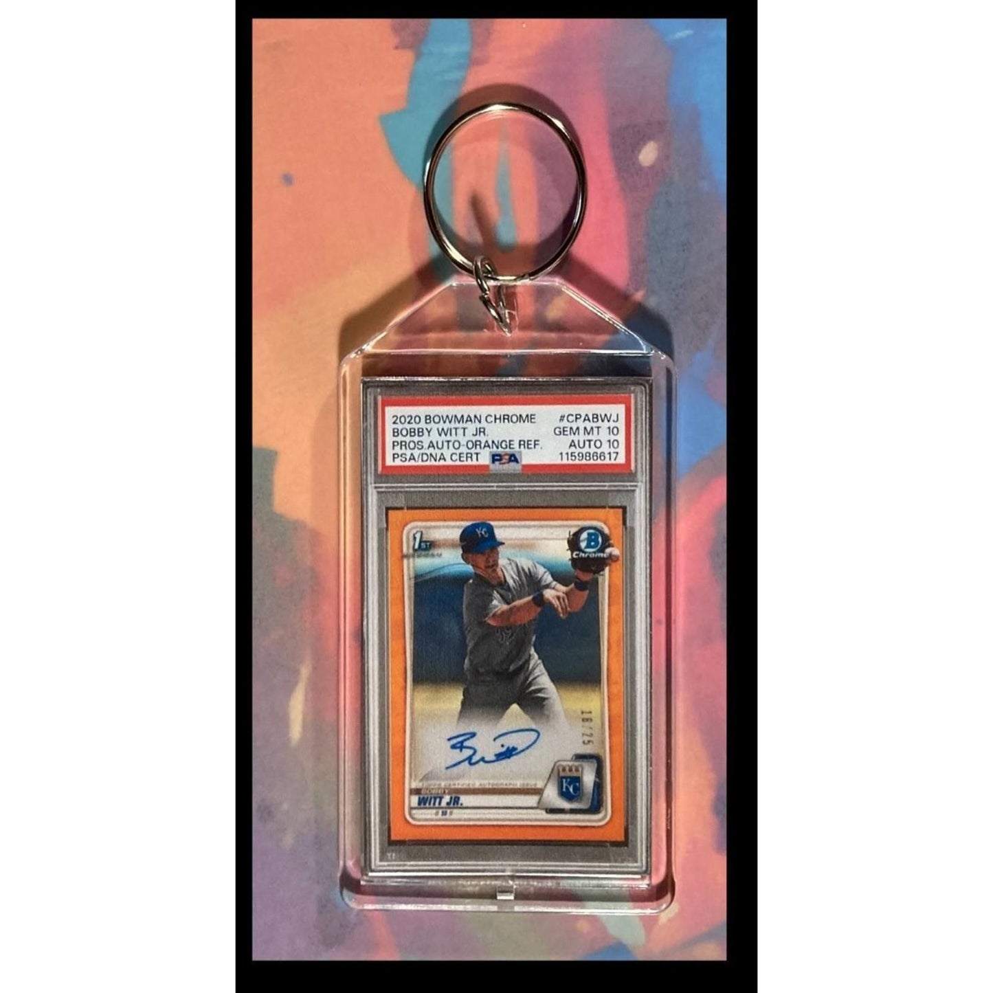 0045 Bobby Witt Jr 2020 Bowman Prospect Chrome Orange Refractor RK Auto Keychain