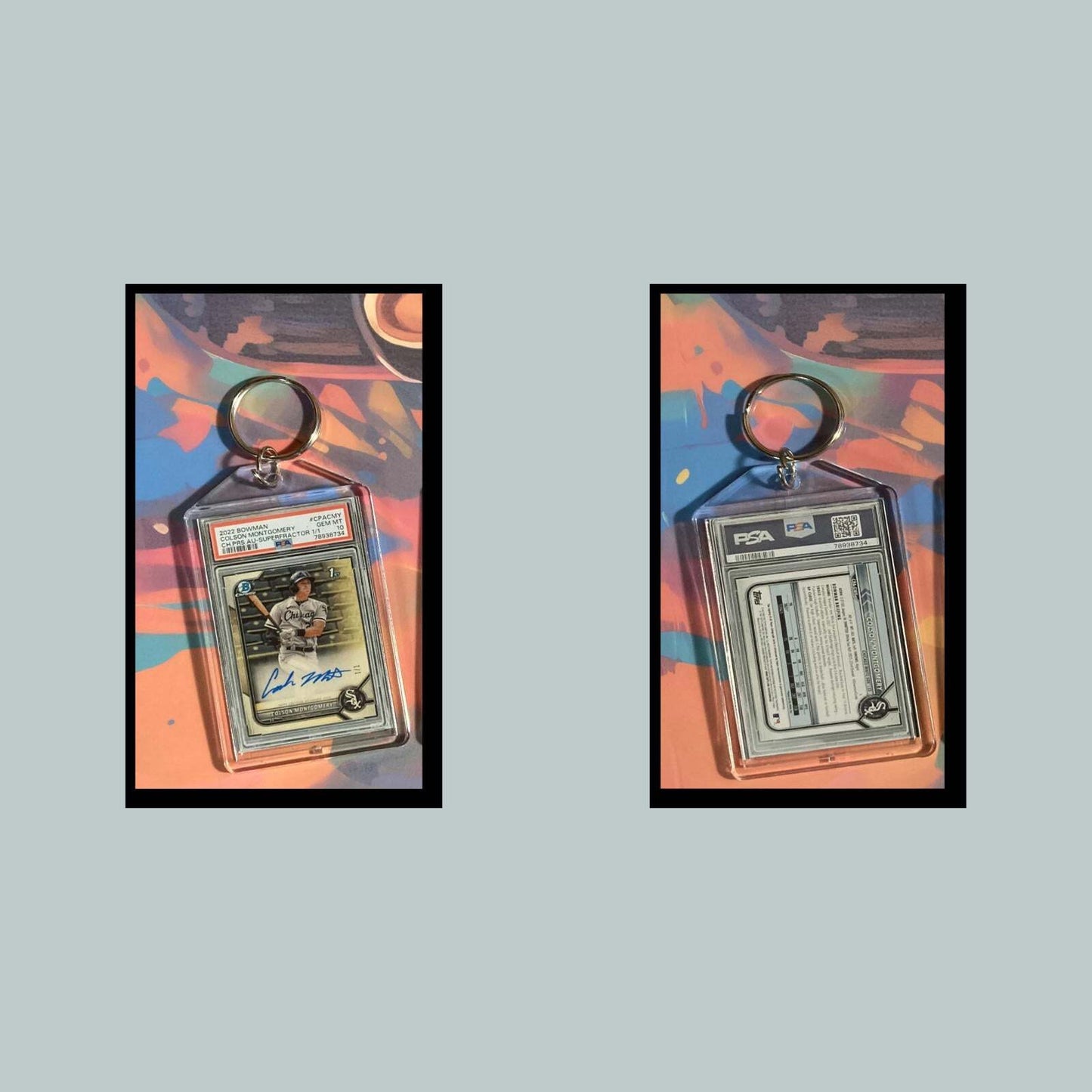 3507 Colson Montgomery 2022 Chrome SuperFractor Auto Custom Hand Made Keychain BBL KYC