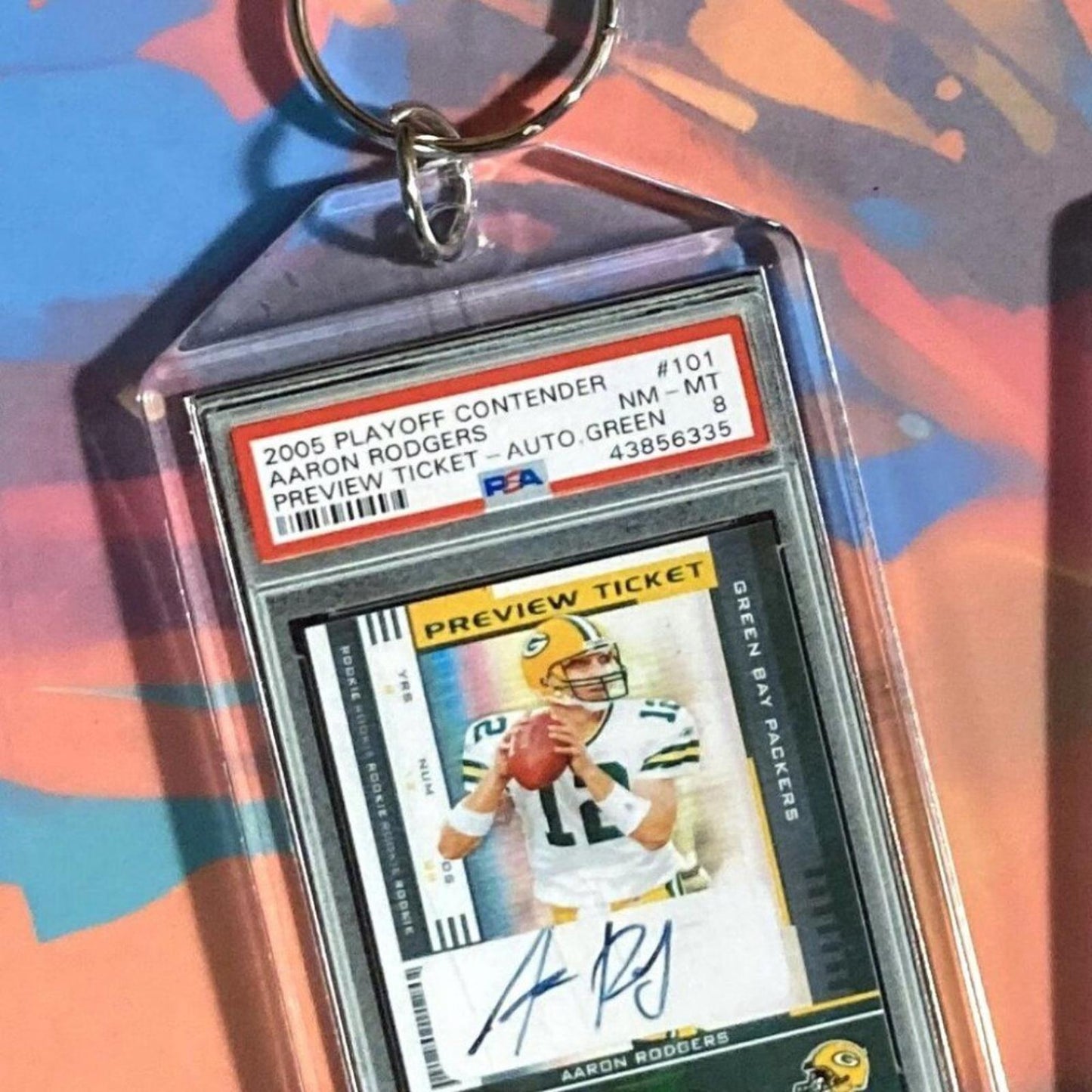 0281	Aaron Rodgers 2005 Playoff Ticket Contender Green Auto Custom Made Keychain