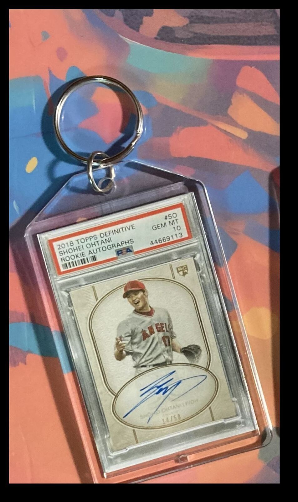 3242 Shohei Ohtani 2018 Topps Definitive Auto -Custom Keychain BBL KYC