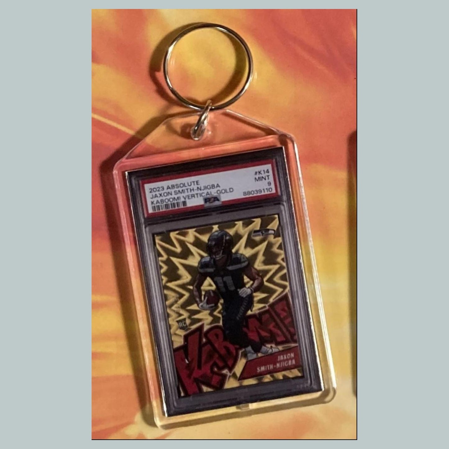 0817 Kenneth Walker III 2022 Panini Absolute Kaboom Gold Custom Made Keychain