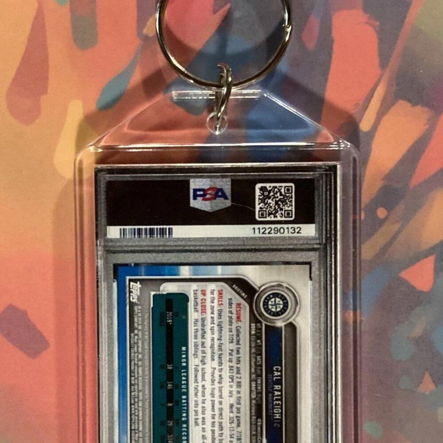 0108	Cal Raleigh 2019 Bowman Chrome Gold Auto Custom Hand Made Novelty Keychain