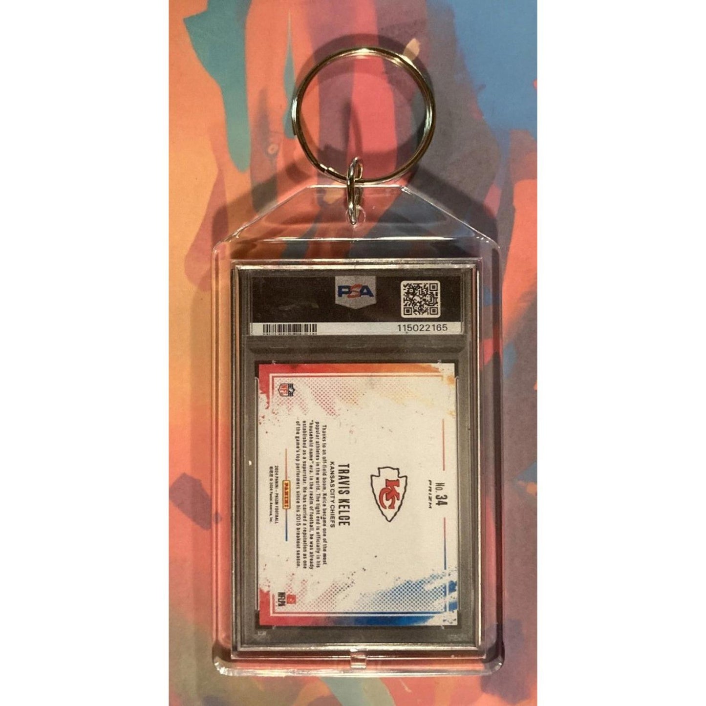 0011 Travis Kelce 2024 Panini Prizm Colorblast - Custom Keychain