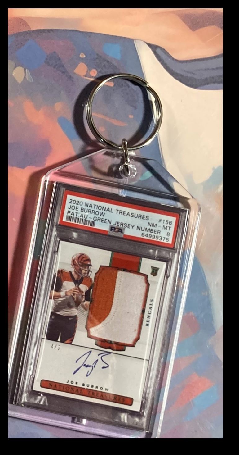 3080 Joe Burrow 2020 Panini Nat Trea Rookie Patch Auto Custom Keychain - Gift FBL