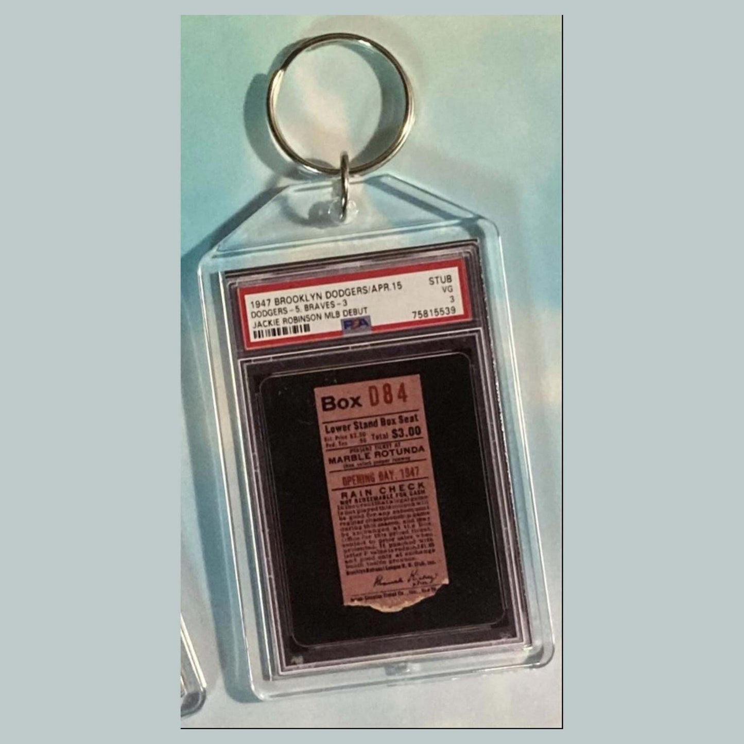 3631 Jackie Robinson Ticket Stub 1st Game 1947 Custom Made Keychain BBL KYC