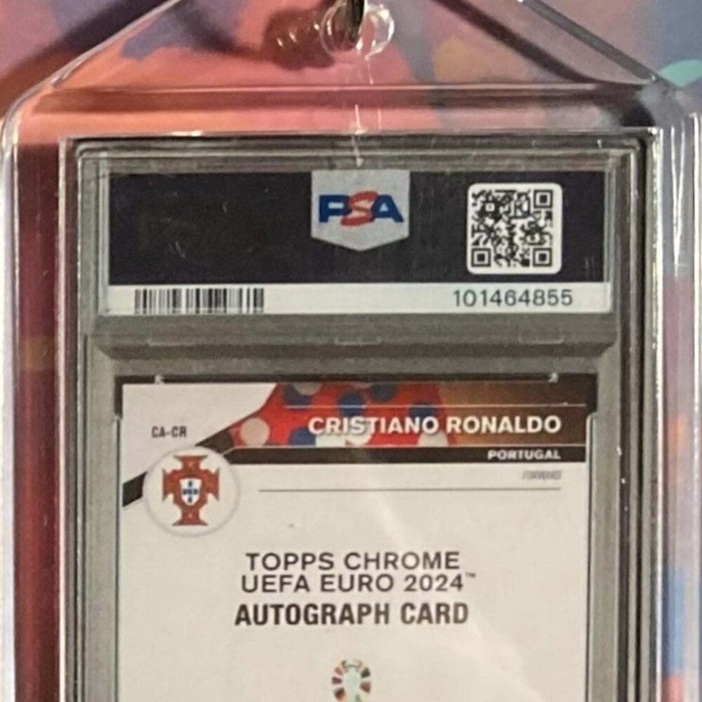 0136	Cristiano Ronaldo 2024 Topps CHR UEFA EURO Orange Auto Novelty Keychain