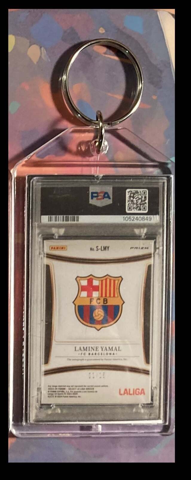 3089 Lamine Yamal 2023 Panini Select Tie-Dye Auto Keychain-Gift KYC MSC