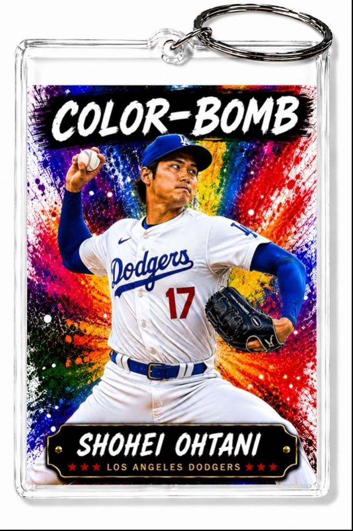 3894 Shohei Ohtani Keychain Pitching Color-Bomb Photo Keychain - No Nameplate BBL KYC