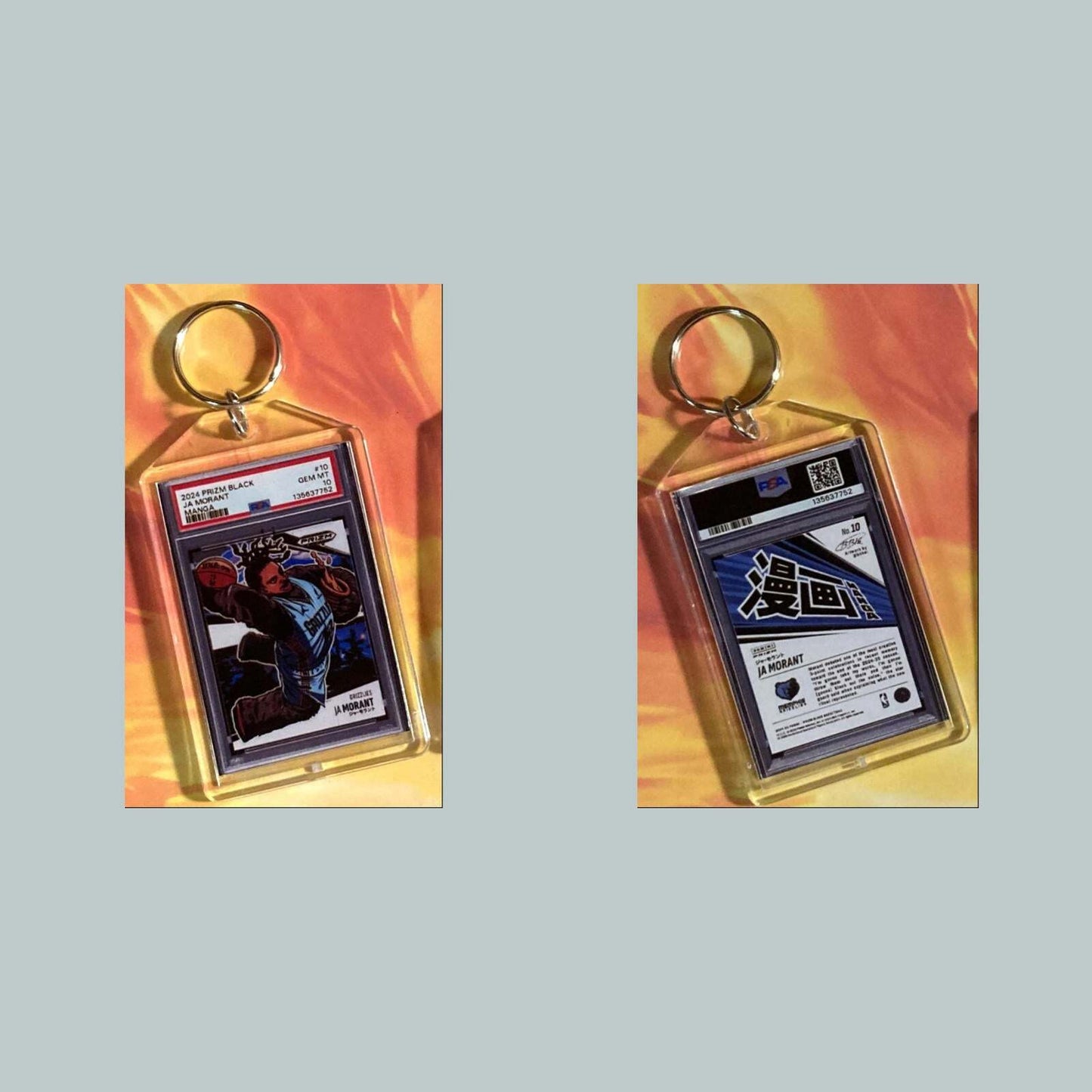 3634 Ja Morant 2024 Panini Black Manga Custom Hand Made Keychain BKL KYC