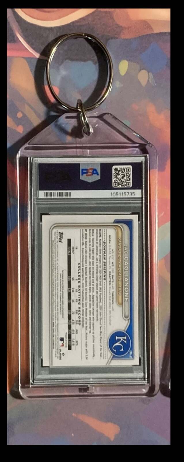 3228 Jac Caglianone 2024 Bowman Draft Chrome Orange Auto  Keychain BBL KYC