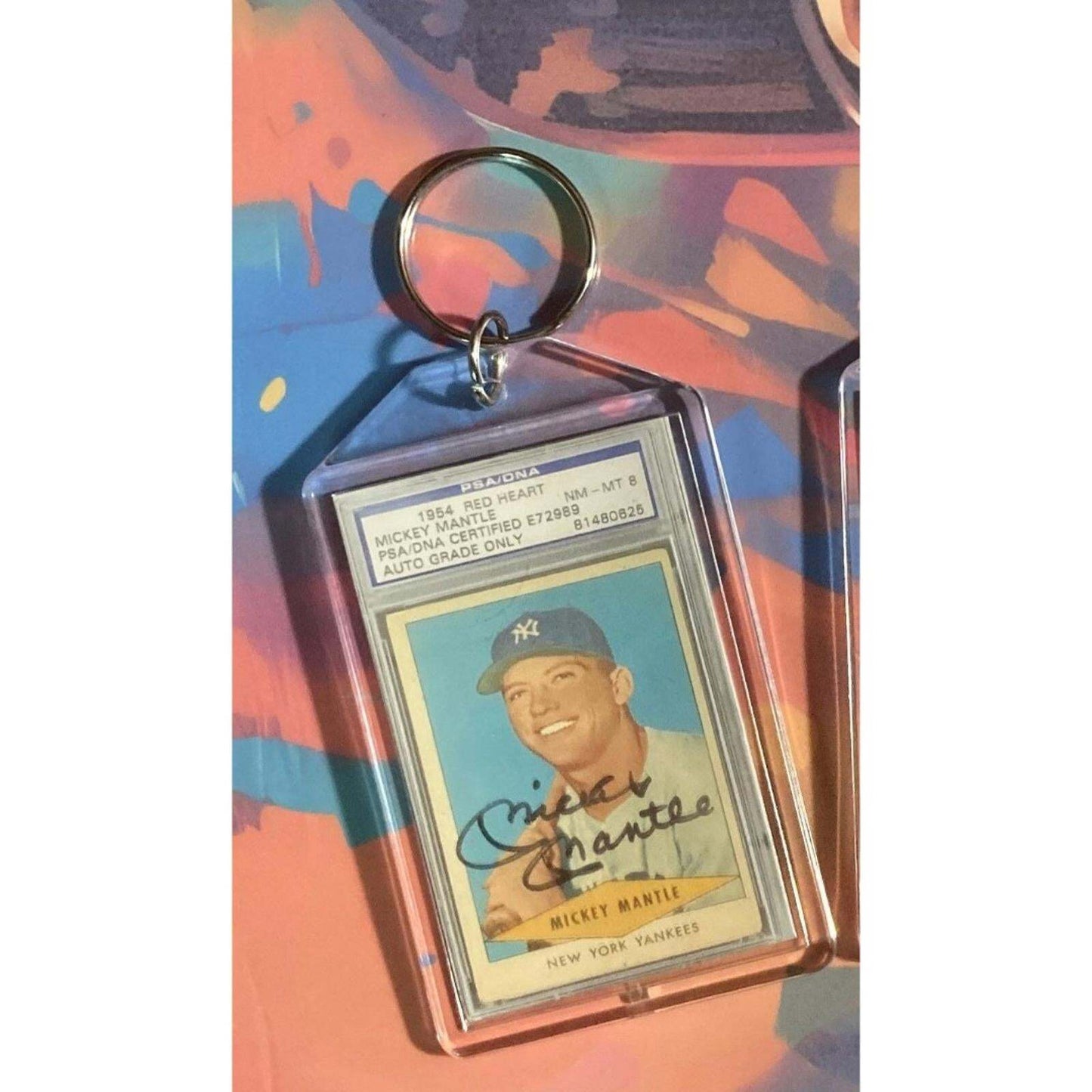 3197 Mickey Mantle 1954 Red Heart - Custom Made Novelty Keychain - A Great Gift BBL KYC