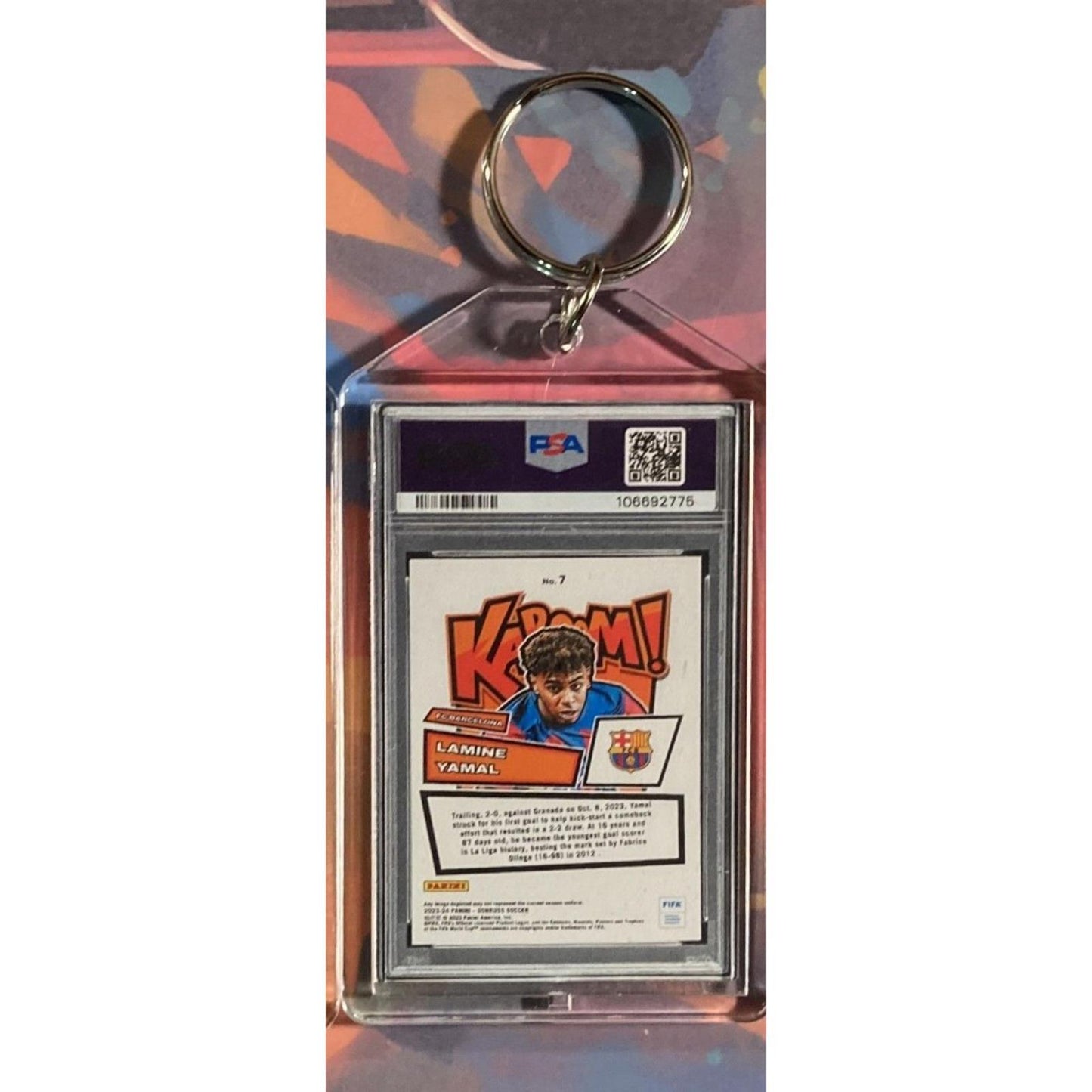 0129 Lamine Yamal 2023 Panini Donruss FIFA Kaboom Gold Custom Novelty Keychain