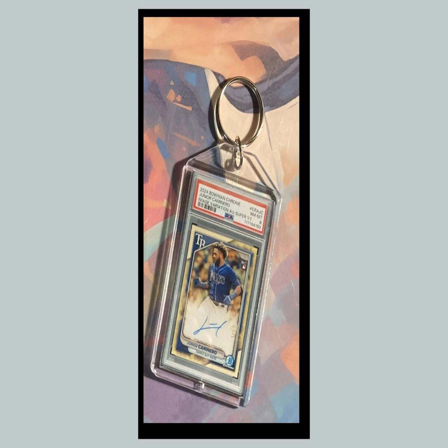 3433 Junior Caminero 2024 Chrome Image Variation SuperFractor Auto Keychain Gift BBL KYC