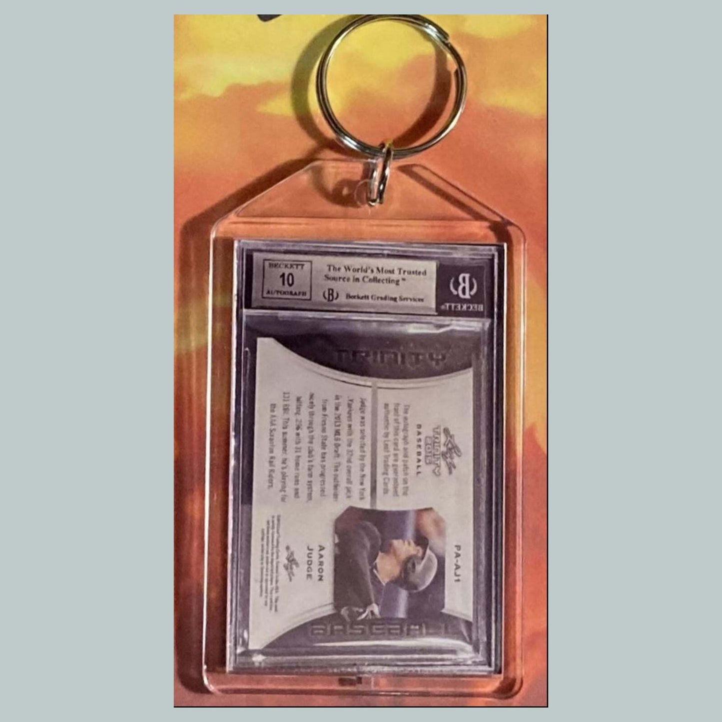 3594 Aaron Judge 2013 Leaf Trinity Logoman Patch Auto Custom Made Keychain BBL KYC