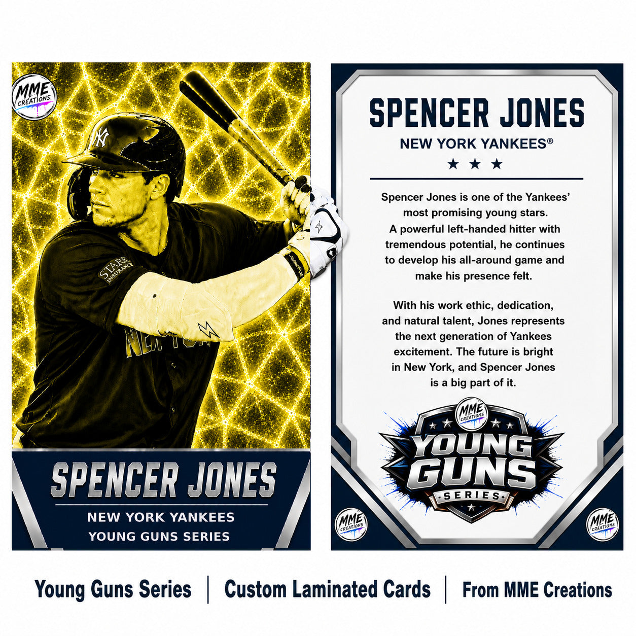 4243 Spencer Jones | Young Guns | Laminated Custom Baseball Card | Yellow Ice2