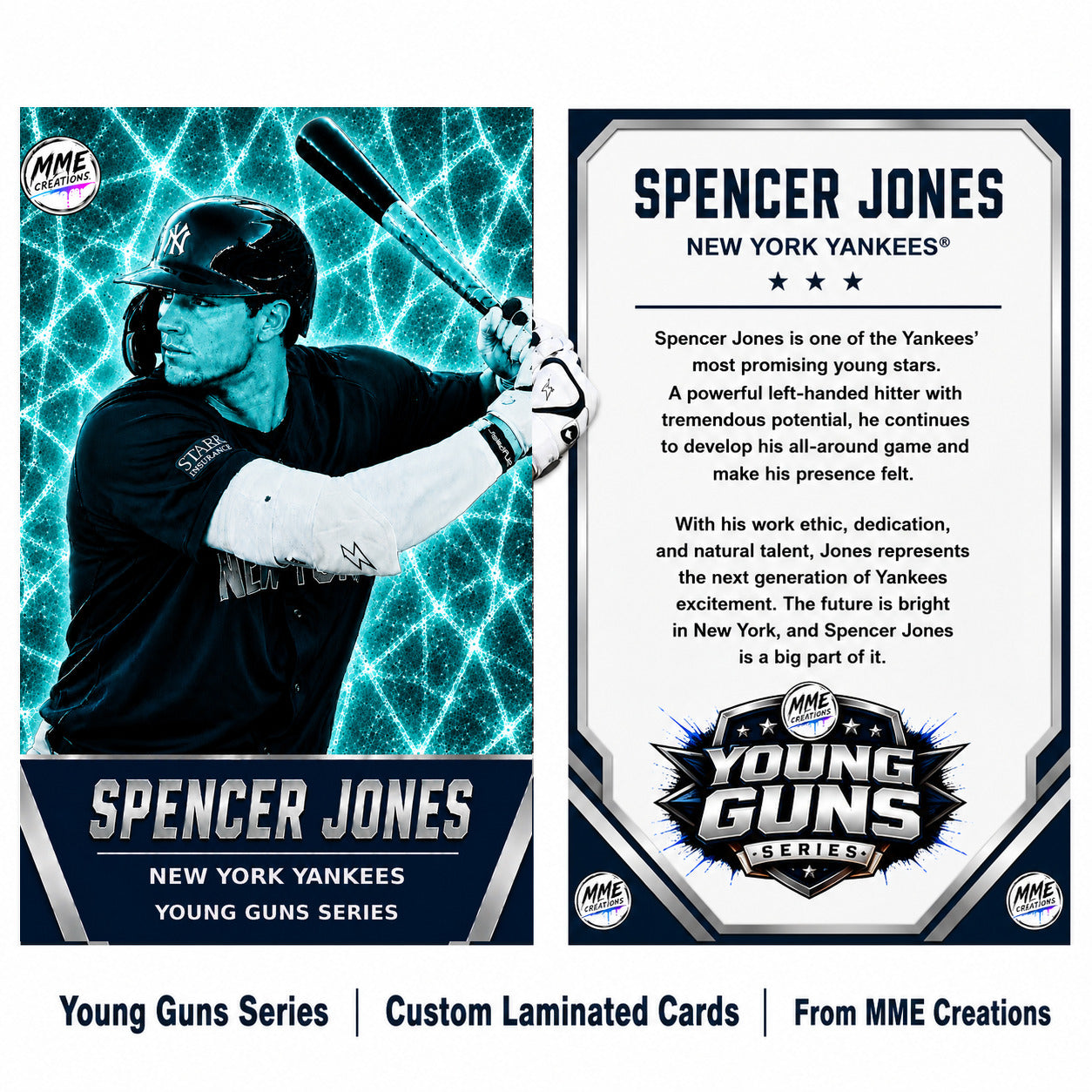 4230 Spencer Jones | Young Guns | Laminated Custom Baseball Card | Teal Ice