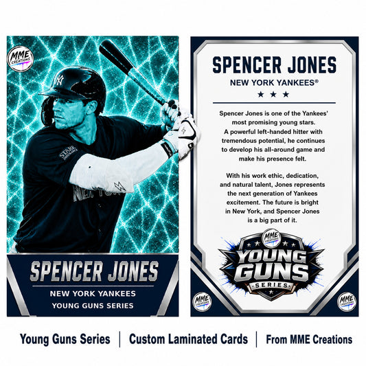 4230 Spencer Jones | Young Guns | Laminated Custom Baseball Card | Teal Ice