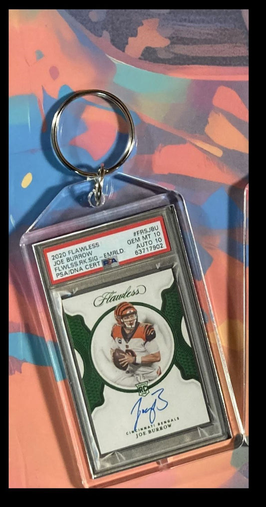 3084 Joe Burrow 2020 Panini Flawless Emerald Rookie Auto  Custom Keychain FBL