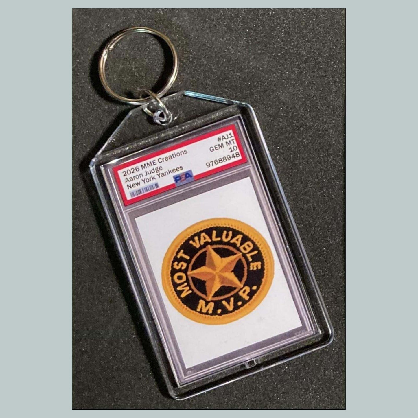 3788 Aaron Judge Green Shimmer Mockup Keychain BBL KYC