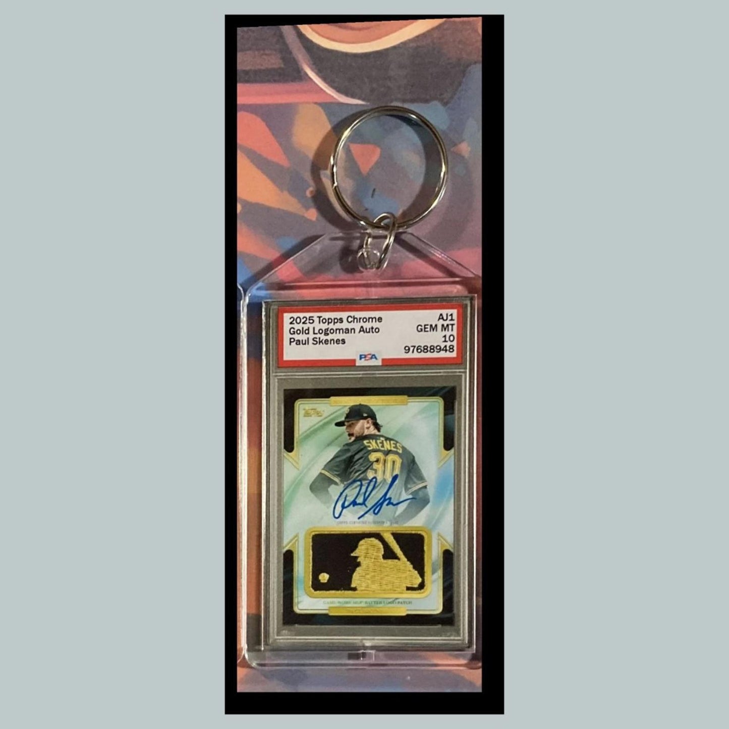 0415 Paul Skenes 2025 Chrome Gold Logoman Auto Custom Hand Made Novelty Keychain